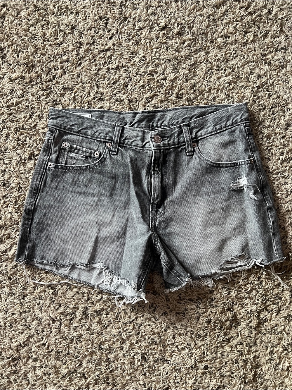 GAP Women's Faded Gray Distressed Denim Shorts